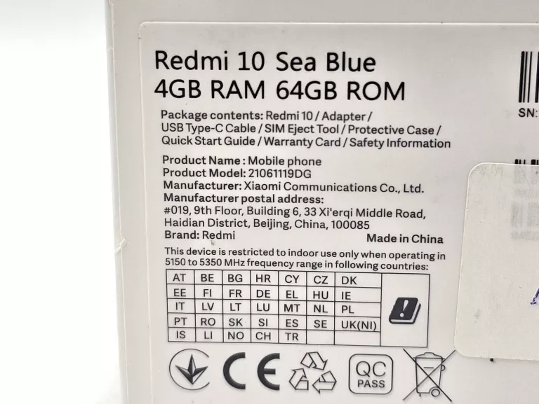 TELEFON 19 XIAOMI REDMI 10 BLUE PUDEŁKO