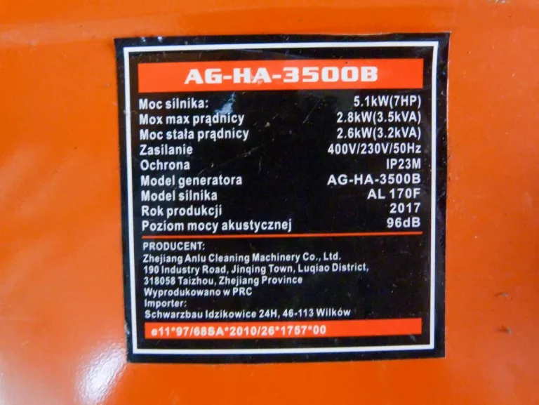 AGREGAT PRĄDOTWÓRCZY AG-HA3500B GENERATOR EL-START