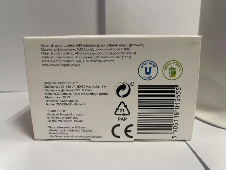 STACJA ŁADUJĄCA USB HYKKER BIAŁA 5 WEJŚĆ ZASILAJĄCYCH