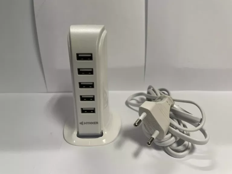 STACJA ŁADUJĄCA USB HYKKER BIAŁA 5 WEJŚĆ ZASILAJĄCYCH