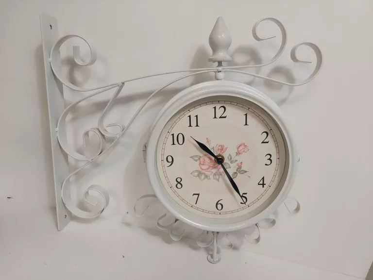 ZEGAR ŚCIENNY DWUSTRONNY W KOLORZE BIAŁYM 55CM