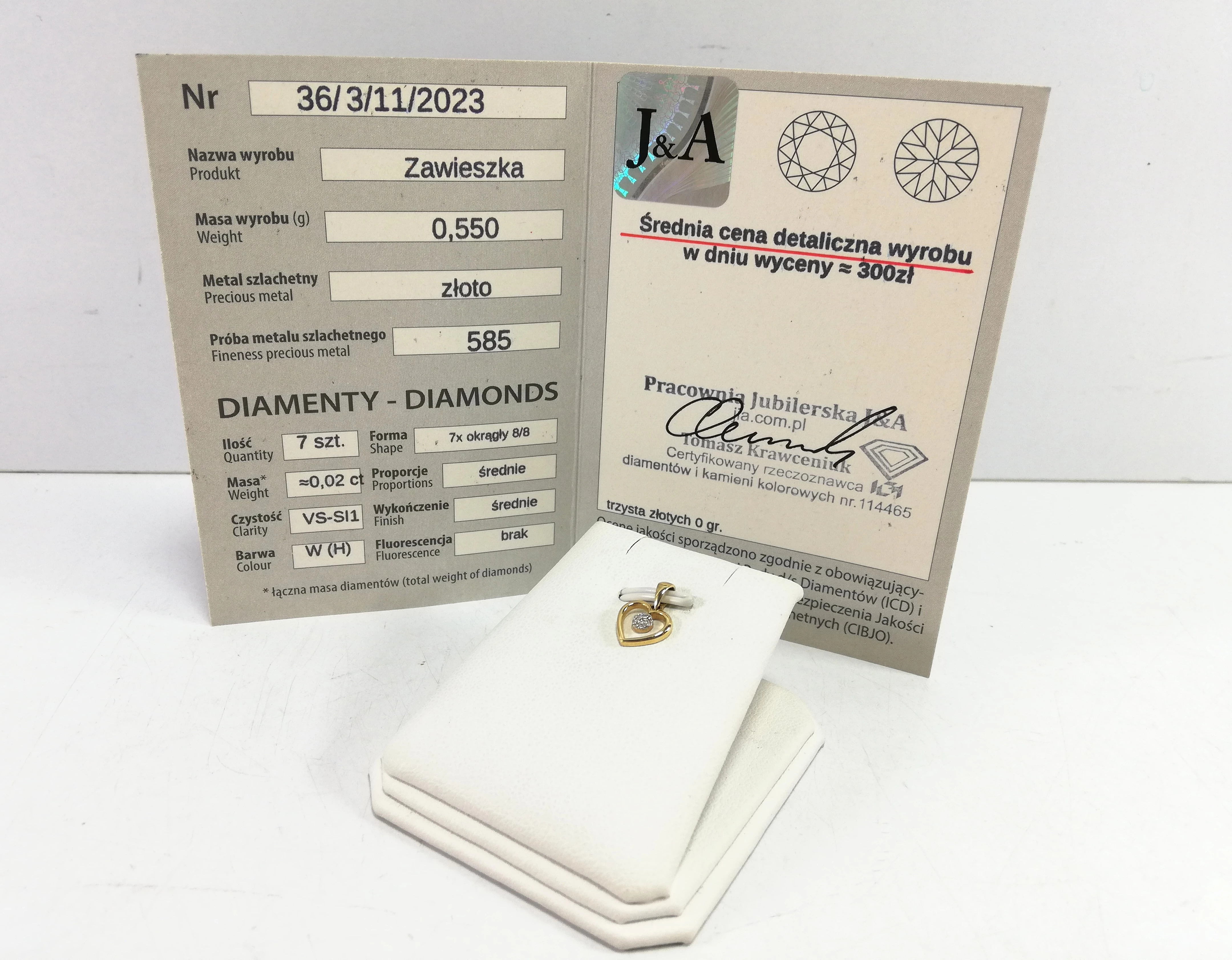 zlota-zawieszka-serce-zloty-wisiorek-585-14k-z-diamentami-certyfikat-stan-uzywany