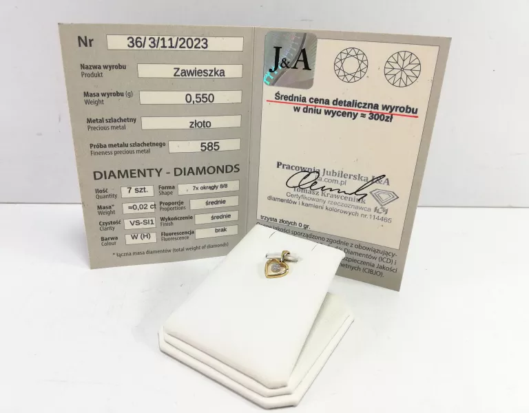 zlota-zawieszka-serce-zloty-wisiorek-585-14k-z-diamentami-certyfikat-stan-uzywany