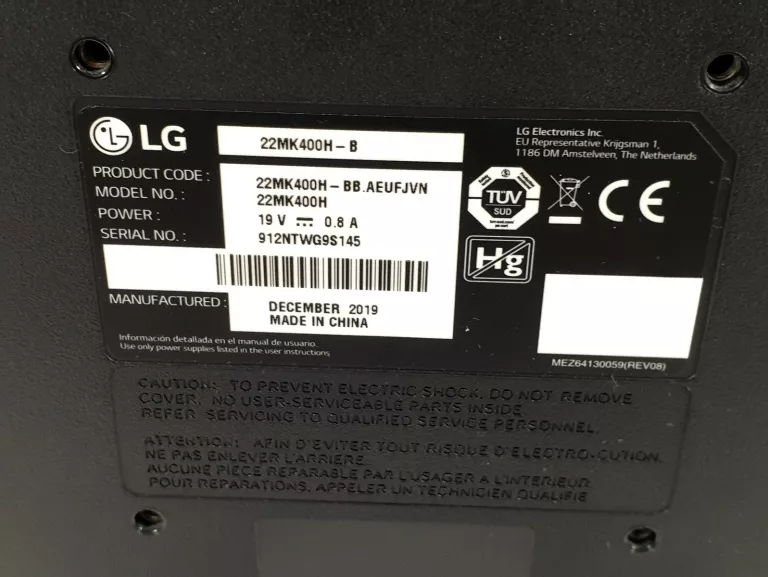 MONITOR LG 22MK400H-B