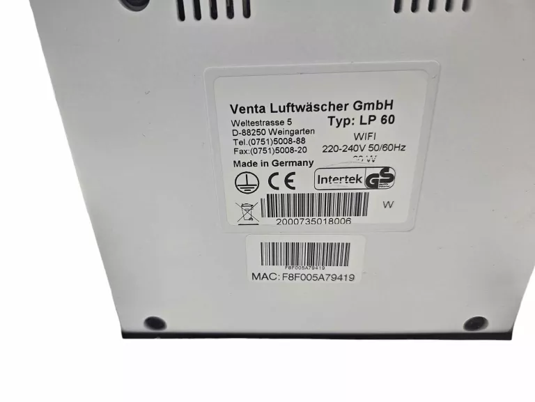OCZYSZCZACZ POWIETRZA  VENTA LP60 WIFI