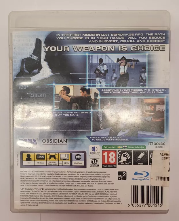 GRA PS3 - ALPHA PROTOCOL THE ESPIONAGE RPG