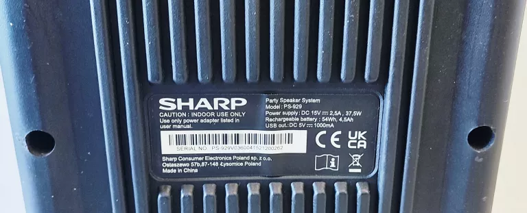 GŁOŚNIK BT POWER AUDIO SHARP PS-929