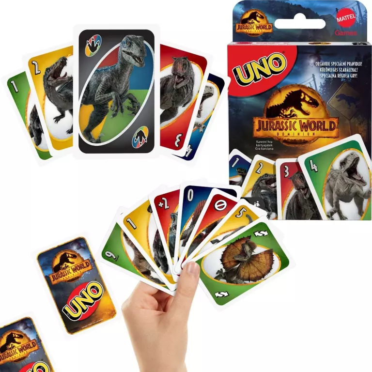 GRA DLA DZIECI KARTY DO GRY UNO JURASSIC WORLD