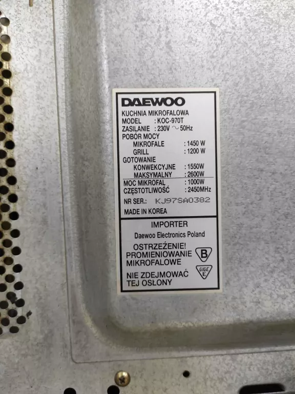 KUCHNIA MIKROFALOWA DAEWOO KOC-970T