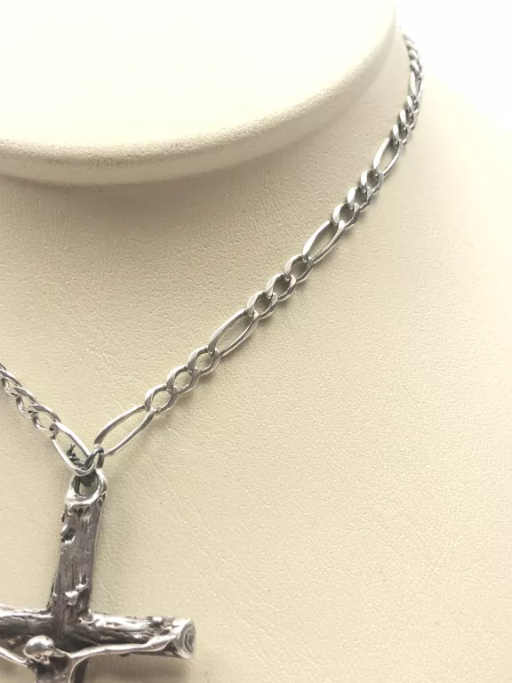 PIĘKNY SREBRNY ŁAŃCUSZEK Z KRZYŻEM 16,32G 925