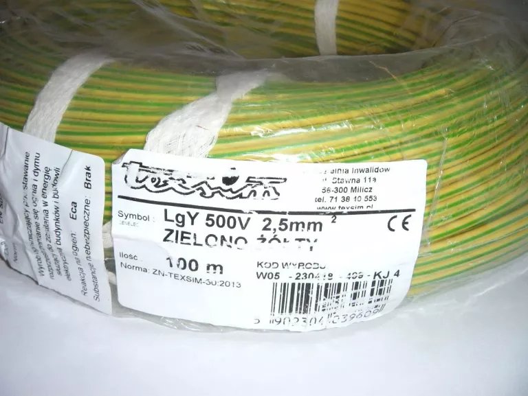 PRZEWÓD INSTALACYJNY 2,5 MM 100M TEXSIM LGY 500V