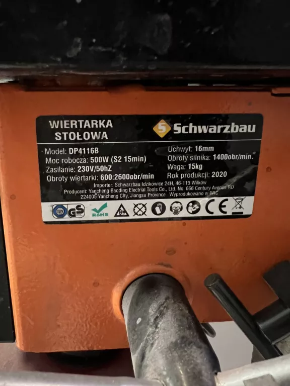 WIERTARKA STOŁOWA SCHWARZBAU DP4116B