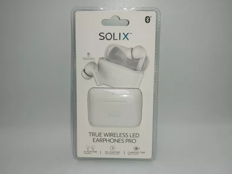 SŁUCHAWKI BLUETOOTH SOLIX TWS LED BIAŁE KOMPLET