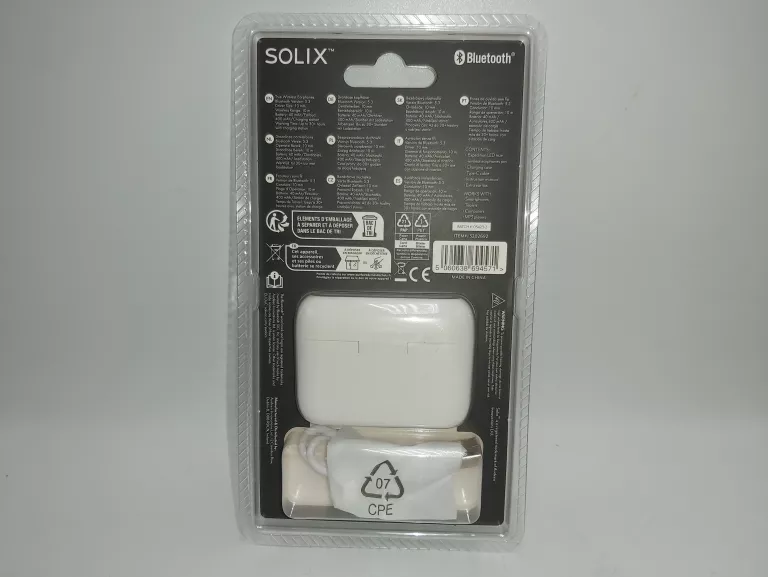 SŁUCHAWKI BLUETOOTH SOLIX TWS LED BIAŁE KOMPLET