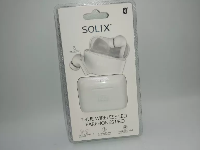 SŁUCHAWKI BLUETOOTH SOLIX TWS LED BIAŁE KOMPLET