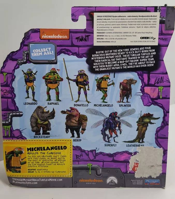 WOJOWNICZE ŻÓŁWIE NINJA FIGURKA MICHEALANGELO PLAYMATES 83269