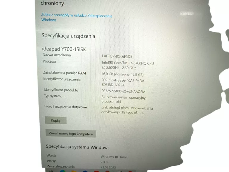 LAPTOP LENOVO Y700 GTX960M DAWCA