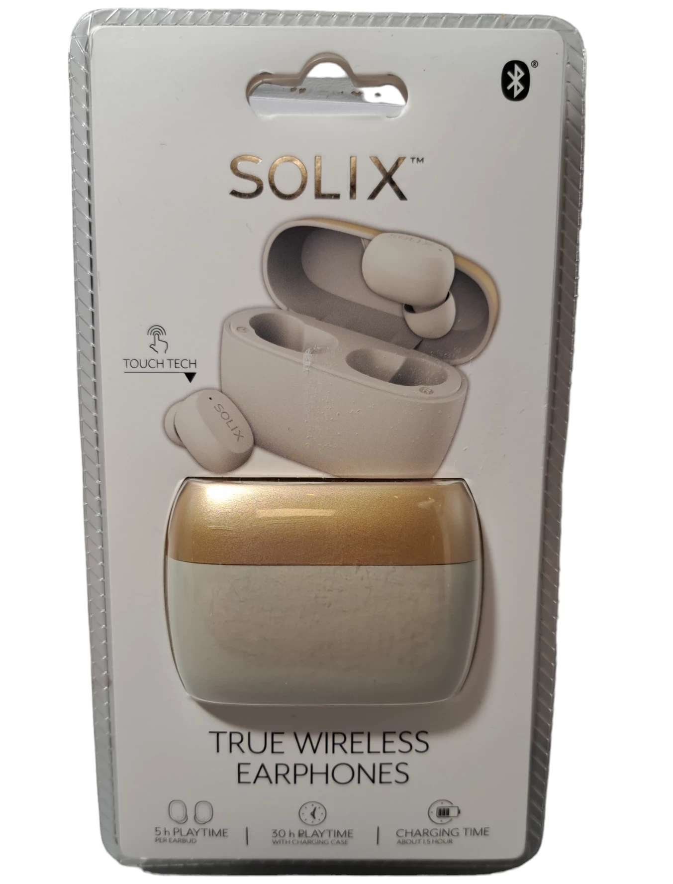 SŁUCHAWKI BT SOLIX TRUE WIRELESS BIAŁOZŁOTE Bezprzewodowe Loombard.pl