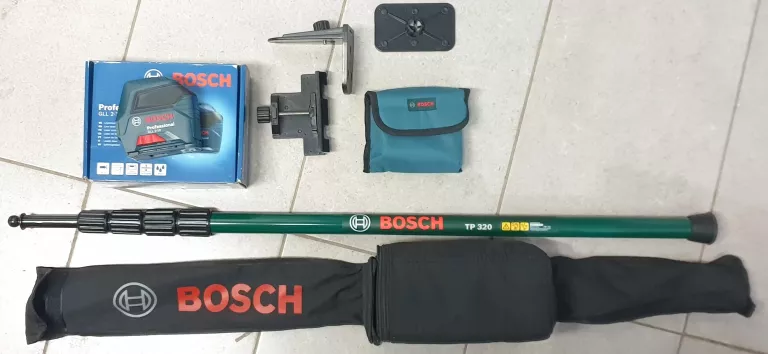 LASER KRZYŻOWY LINIOWY BOSCH GLL 2-10 KOMPLET + TYCZKA TP320 JAK NOWE