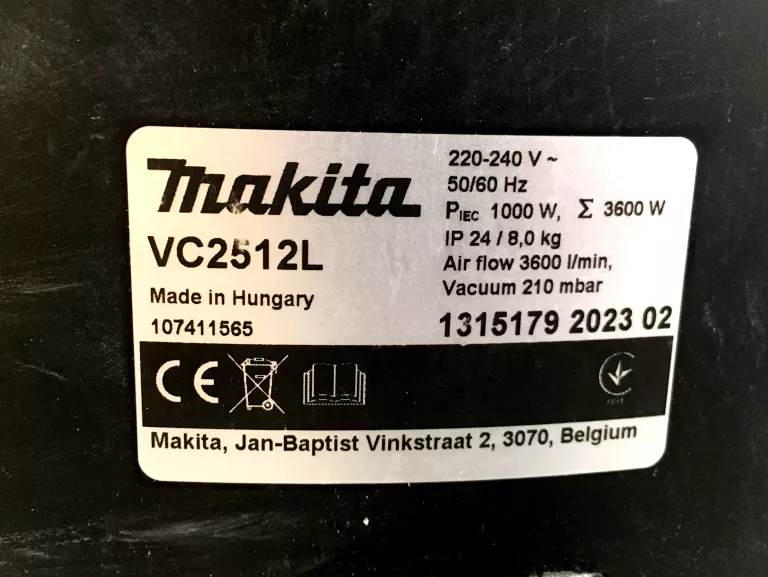 ODKURZACZ PRZEMYSLOWY MAKITA VC2512L 220-240V / 50-60GHZ