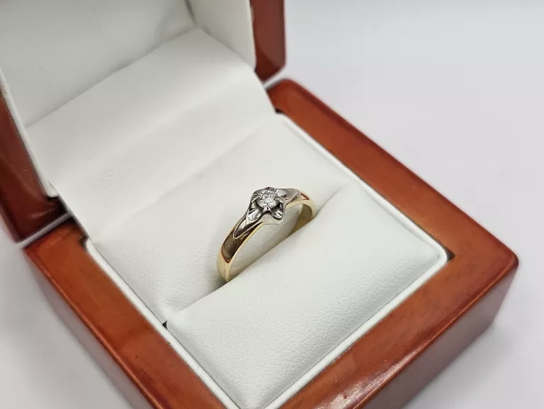 ZŁOTY PIERŚCIONEK DIAMENT - 585 14K R.14 2,38G - NA PREZENT