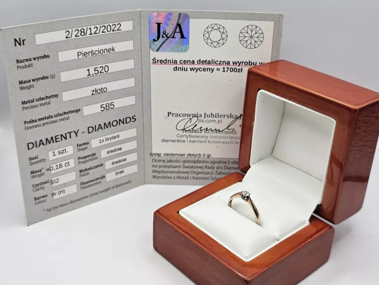 ZŁOTY PIERŚCIONEK Z DIAMENTEM - 585 14K R.13 1,52G