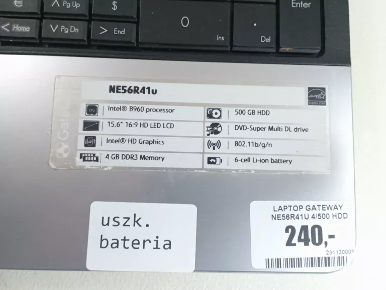 LAPTOP GATEWAY NE56R41U 4/500 HDD