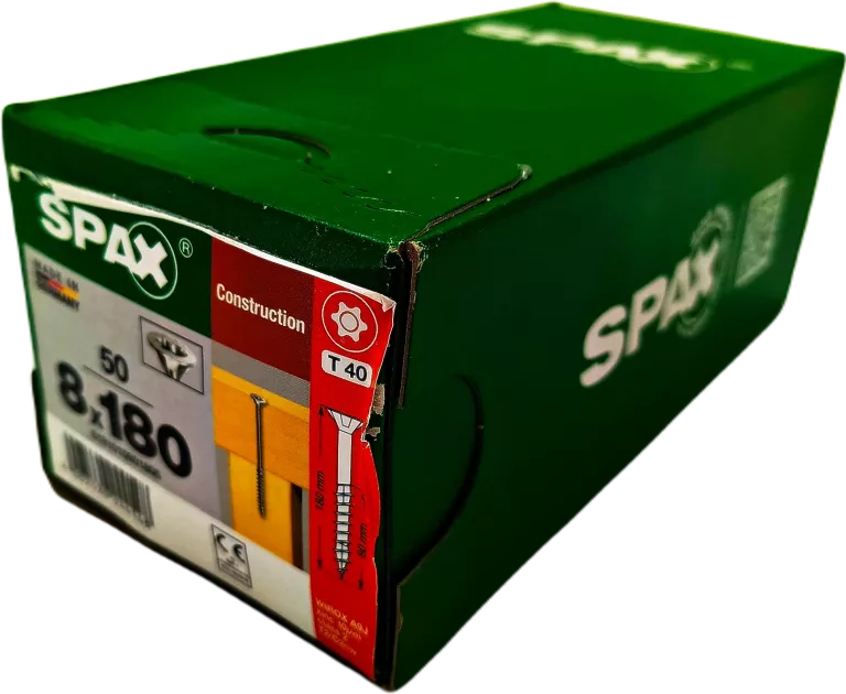 WKRĘTY UNIWERSALNE DO DREWNA 8 X 180MM SPAX WIROX BIT T-40 STOŻEK 50SZT