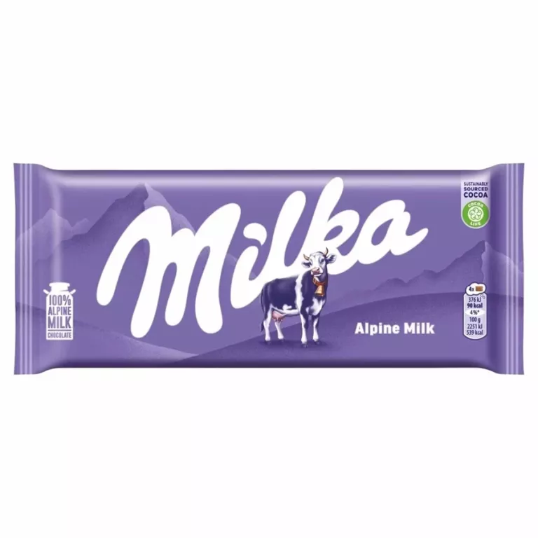 CZEKOLADA MLECZNA KLASYCZNA MILKA ALPEJSKIE MLEKO TABLICZKA 100G
