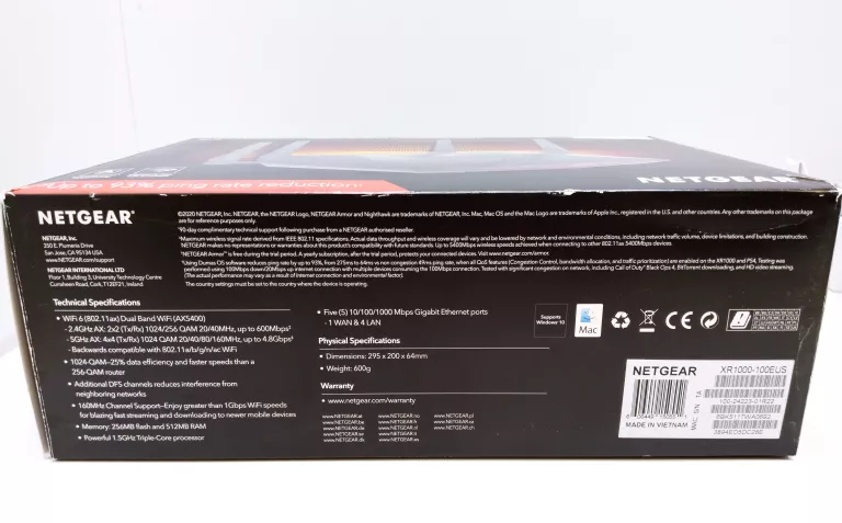 ROUTER NETGEAR XR1000 NIGHTHAWK WIFI 6 GAMING ROUTER