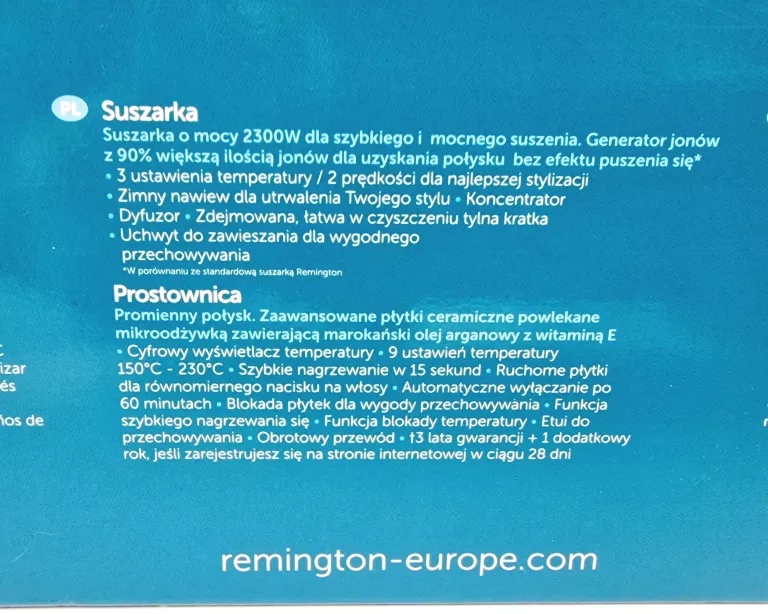 REMINGTON SHINE THERAPY SUSZARKA I PROSTOWNICA