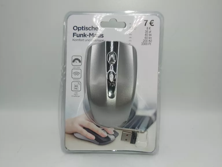 MYSZ OPTISCHE FUNK-MAUS SZARA USB 2,4 GHZ W PUDEŁKU