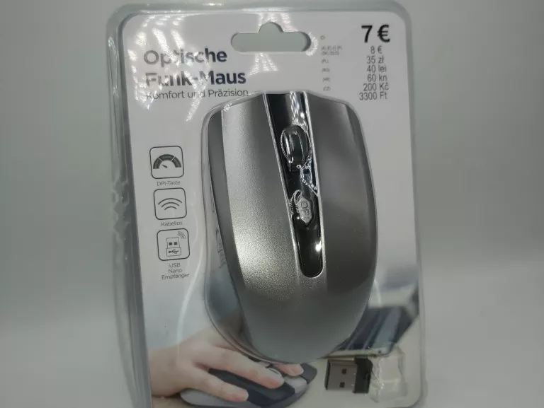 MYSZ OPTISCHE FUNK-MAUS SZARA USB 2,4 GHZ W PUDEŁKU