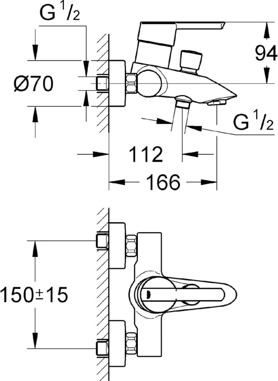 GROHE FEEL BATERIA WANNOWA PRYSZNICOWA ŚCIENNA ŁAZIENKOWA CHROM 32269