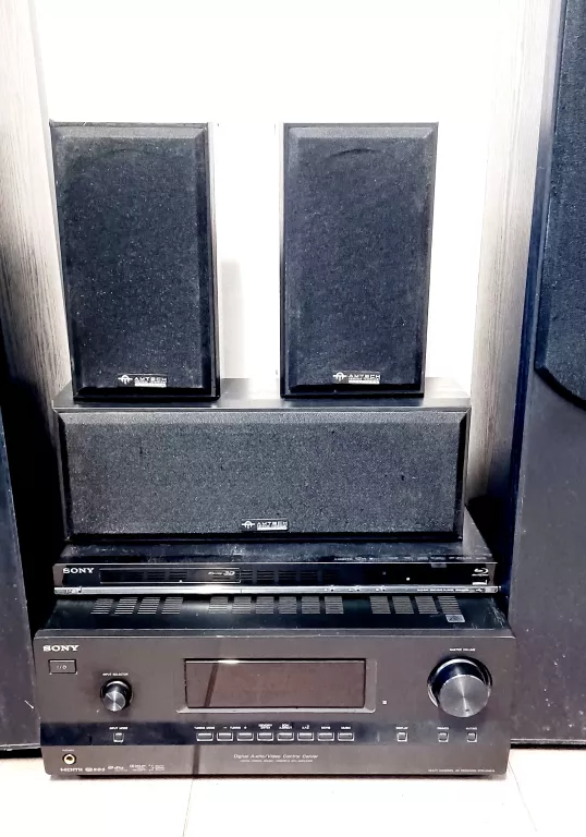AMPLITUNER SONY STR-DH510+GŁOŚNIKI AMTECH SS-AT5000F+ODTWARZACZ BLU-RAY SO