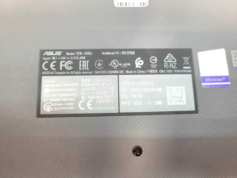 LAPTOP ASUS 9461NGW 8GR RAMU,