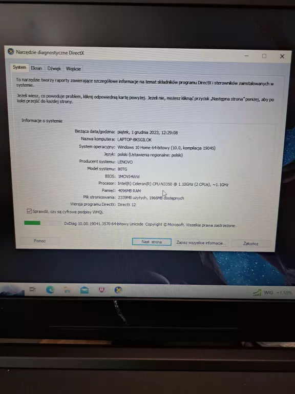 LAPTOP LENOVO 110-15IBR 4GB RAM 1TB HDD