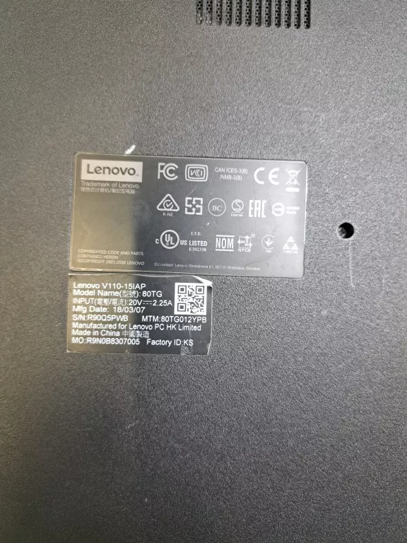 LAPTOP LENOVO 110-15IBR 4GB RAM 1TB HDD