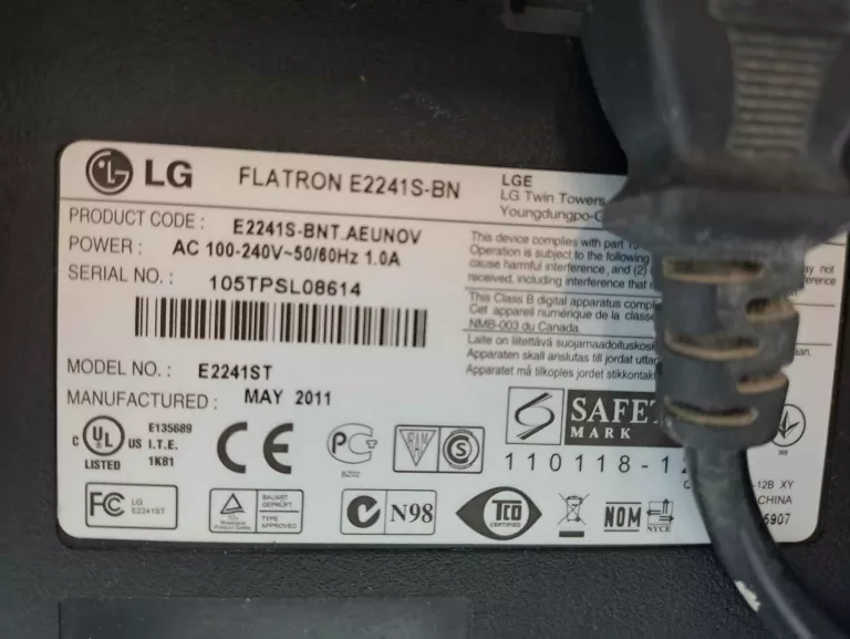 LG FLATRON E2241S-BN MONITOR