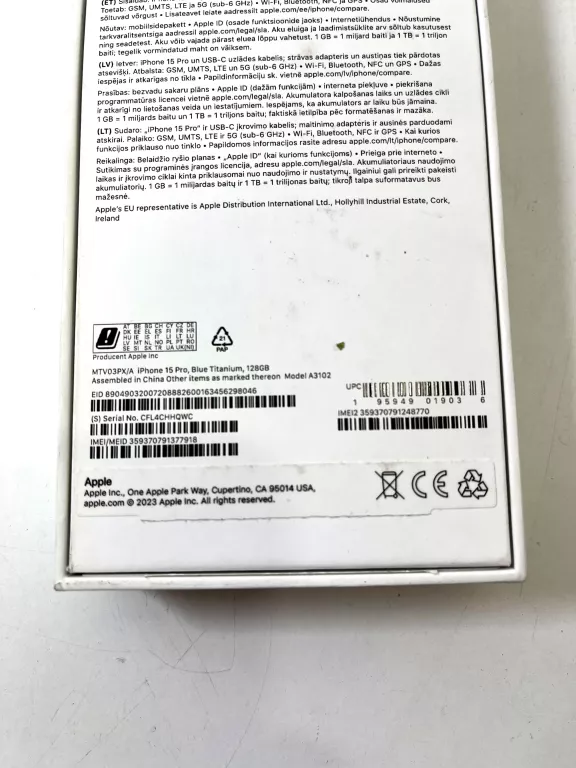 TELEFON IPHONE 15 PRO 128 GB 100% BAT