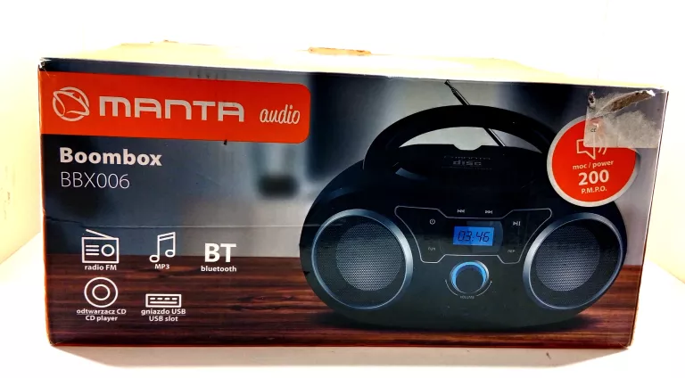 BOOMBOX MANTA BBX006 CD RADIO BLUETOOTH/GWARANCJA