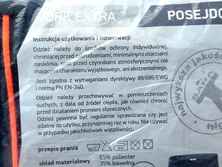 SPODNIE ROBOCZE DO PASA SARA POSEJDON 10-522 XXL
