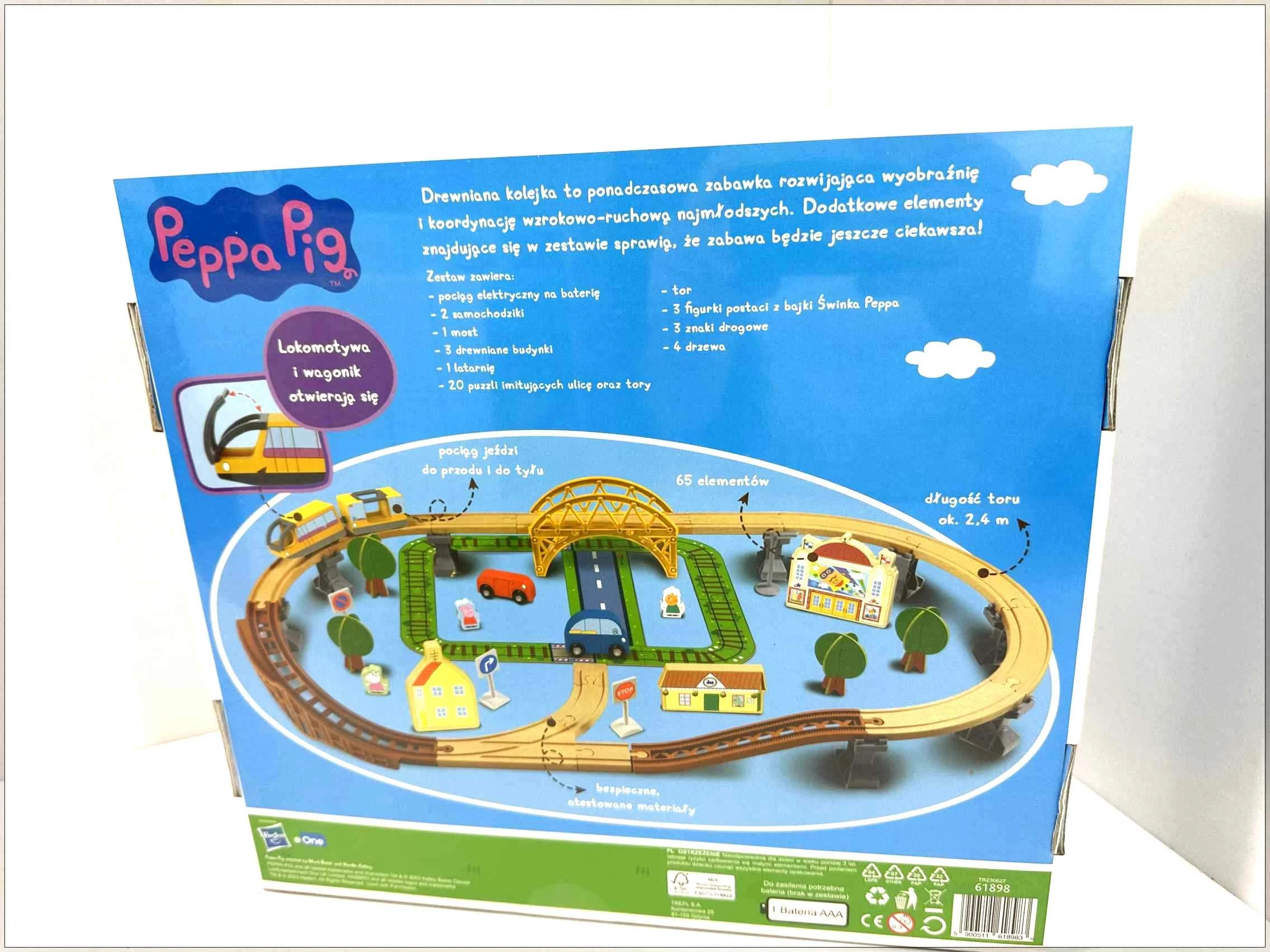 trefl-elektryczna-drewniana-kolejka-z-pojazdami-swinka-peppa-65-elementow-stan-powystawowy