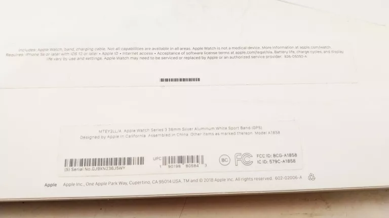 APPLE WATCH SERIES 3 38 MM KOMPLET