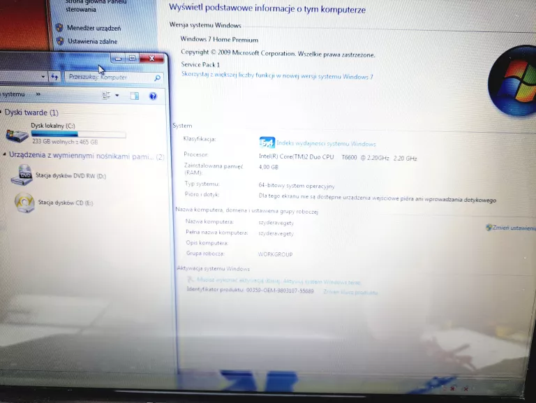 LAPTOP ASUS N71V /INTEL CORE / 4GB/500GB ŁAD + MYSZ