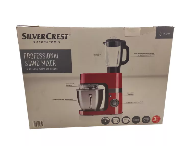 ROBOT KUCHENNY SILVERCREST SKMP 1300 D3 1300W CZERWONY