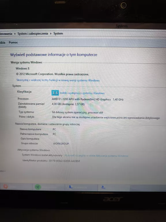 LAPTOP ACER ASPIRE E1-521 500GB 4GB AMD E1-1200