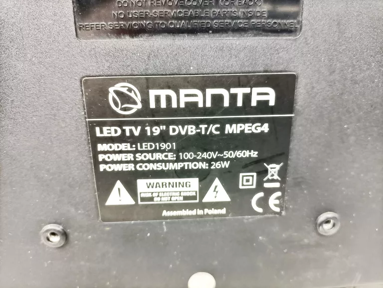 TELEWIZOR MANTA LED TV 19" DVB-T/C MPEG4 LED1901