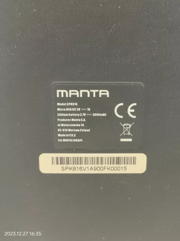 GŁOŚNIK KARAOKE MANTA SPK-816