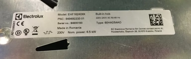 PŁYTA GRZEWCZA DO ZABUDOWY ELECTROLUX EHF16240XK